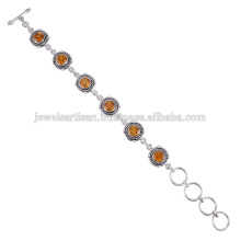 Bracelet en argent sterling 925 en pierres précieuses Citrine naturelle